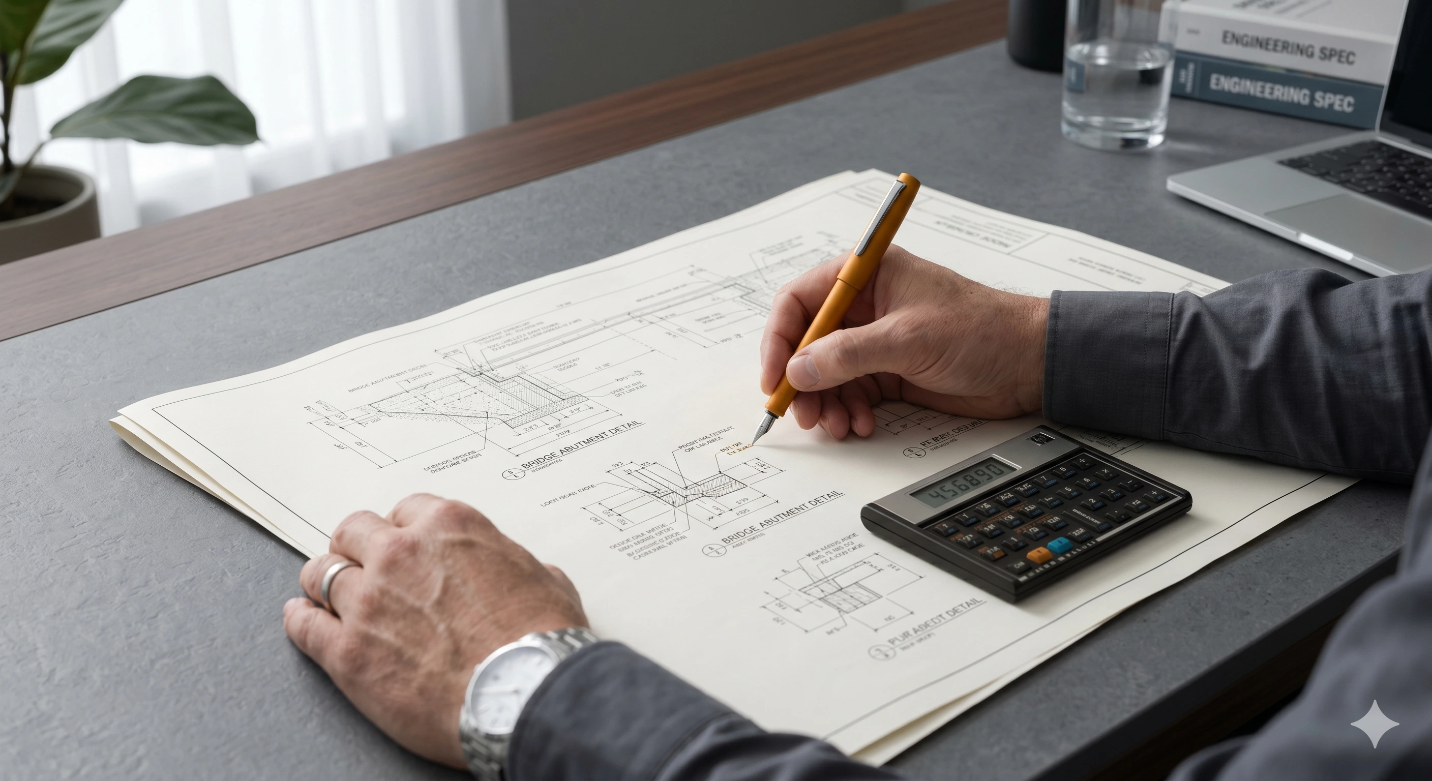 Engenheiro analisando o valor de mercado de um imóvel urbano.
